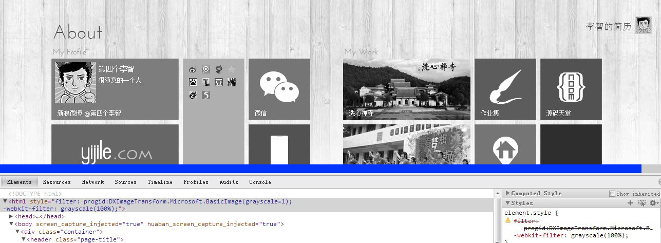 将网页转变成黑白灰色调的css代码